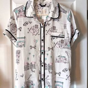 NWOT Kate Spade "Main Street" satin crop pajamas L